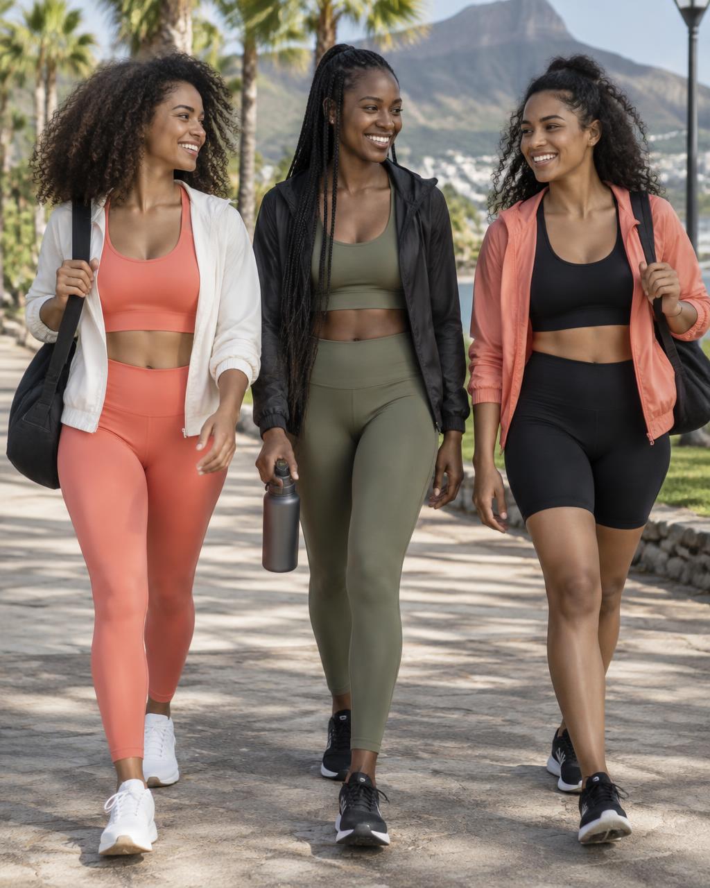 Trois femmes d'Afrique et des îles, sportives et souriantes